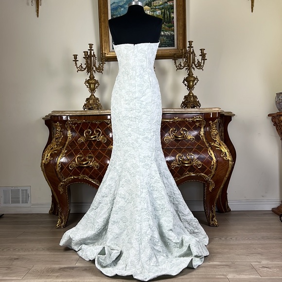 Women’s formal metallic embellished Jacquard pageant evening prom gown - Picture 6 of 6